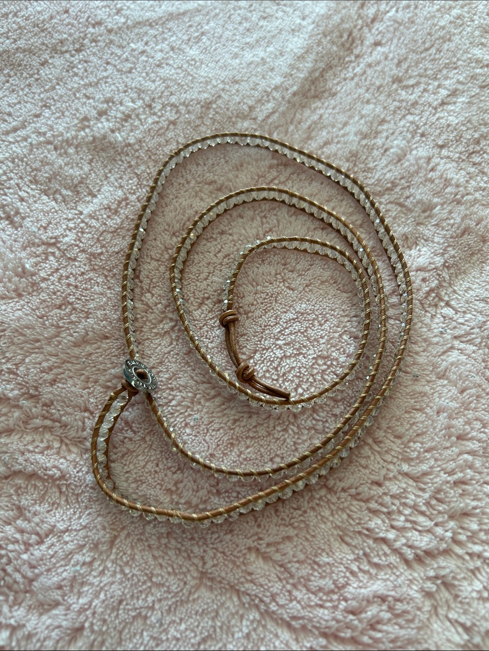 Victoria Emerson light pink pink and tan rope bracelet 💗